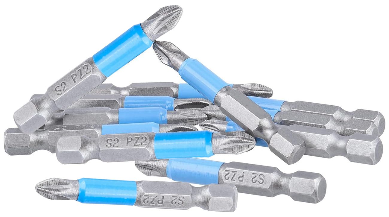 Saipor 10-Piece PZ2 Magnetic Screwdriver Bit Set - 50mm/2