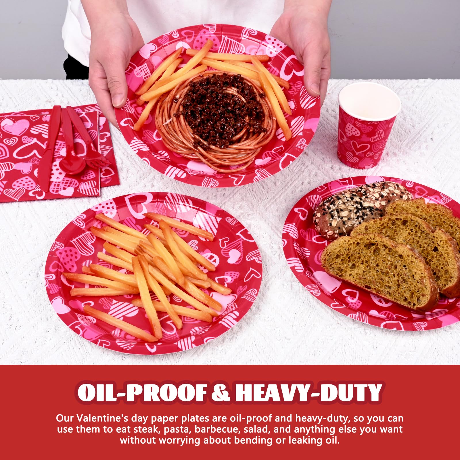 120-Piece Valentine's Day Party Set - Heart-Themed Paper Plates, Napkins & Cutlery for Birthday, Anniversary, Wedding, Engagement Celebrations | Perfect for Romantic Dinners, Holiday Gatherings & Special Occasions