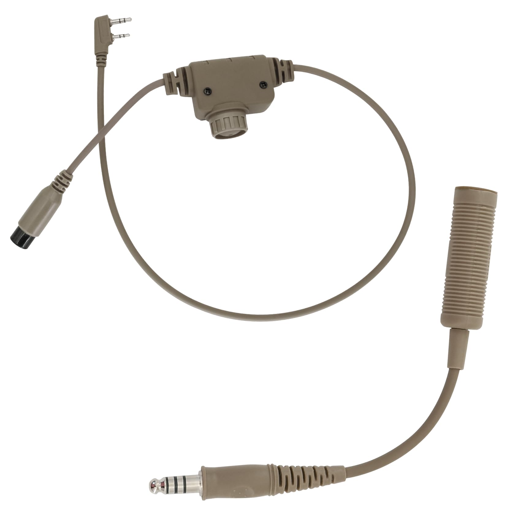 U94 PTT Push to Talk 2 Pin K-Plug & U174 Conversion Cable - Compatible with Tactical Headsets (7.00mm Plug) - Military Communication, Airsoft, and Outdoor Adventure Use