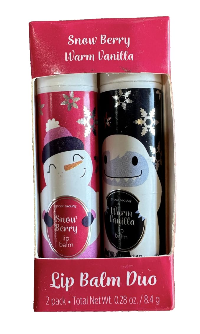 Groovy 4-Piece Bath & Body Self Care Gift Set - Snow Berry Scented Bubble Bath, Exfoliating Body Scrub, Moisturizing Lip Balm Duo & Relaxing Bath Bomb | Spa Day at Home, Pampering Gift for Her, Birthday & Anniversary Present