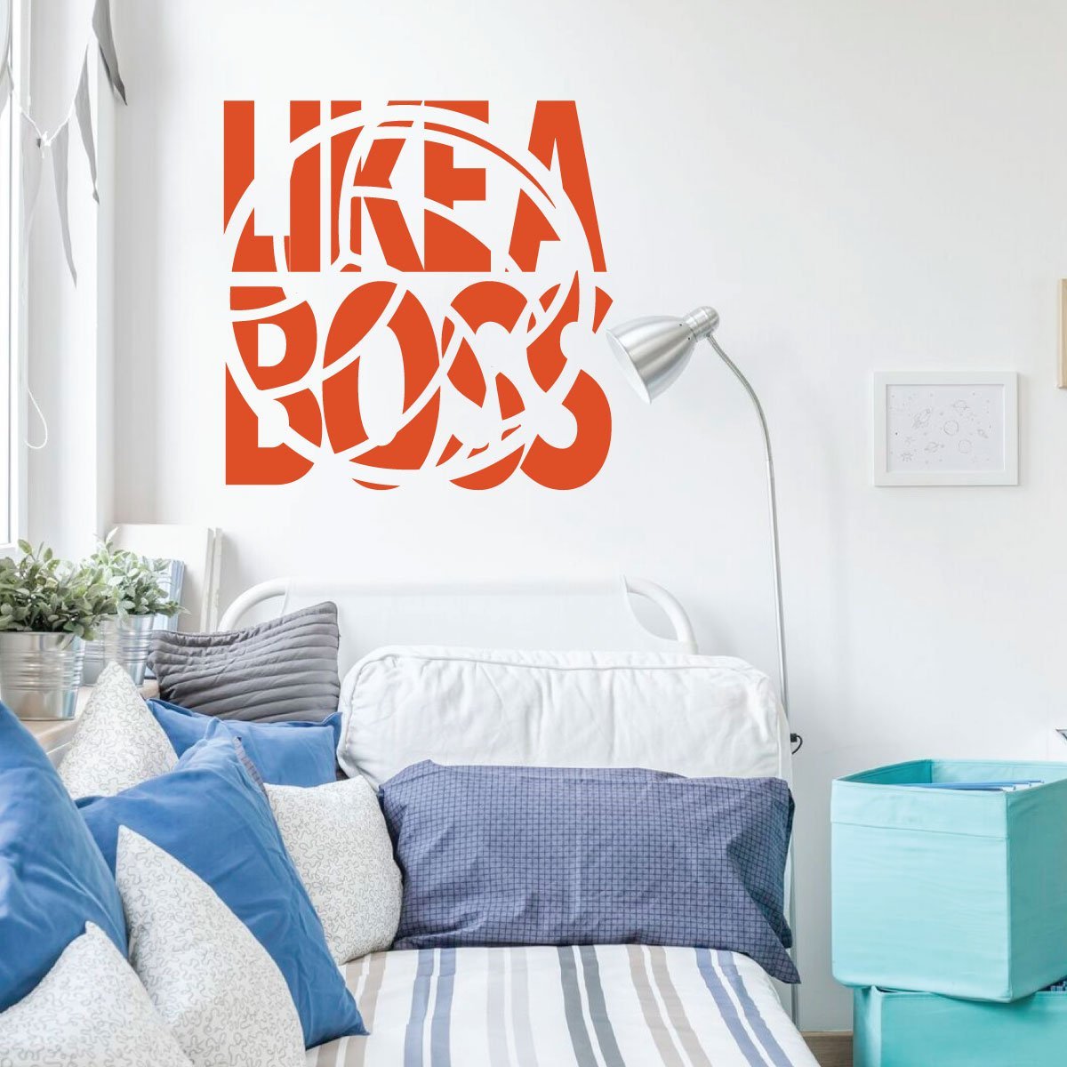 Volleyball Wall Decal - 'Like A Boss' Motivational Vinyl Art Sticker - Sports Room Decor for Bedroom, Playroom & Gym - Perfect for Volleyball Players & Fans