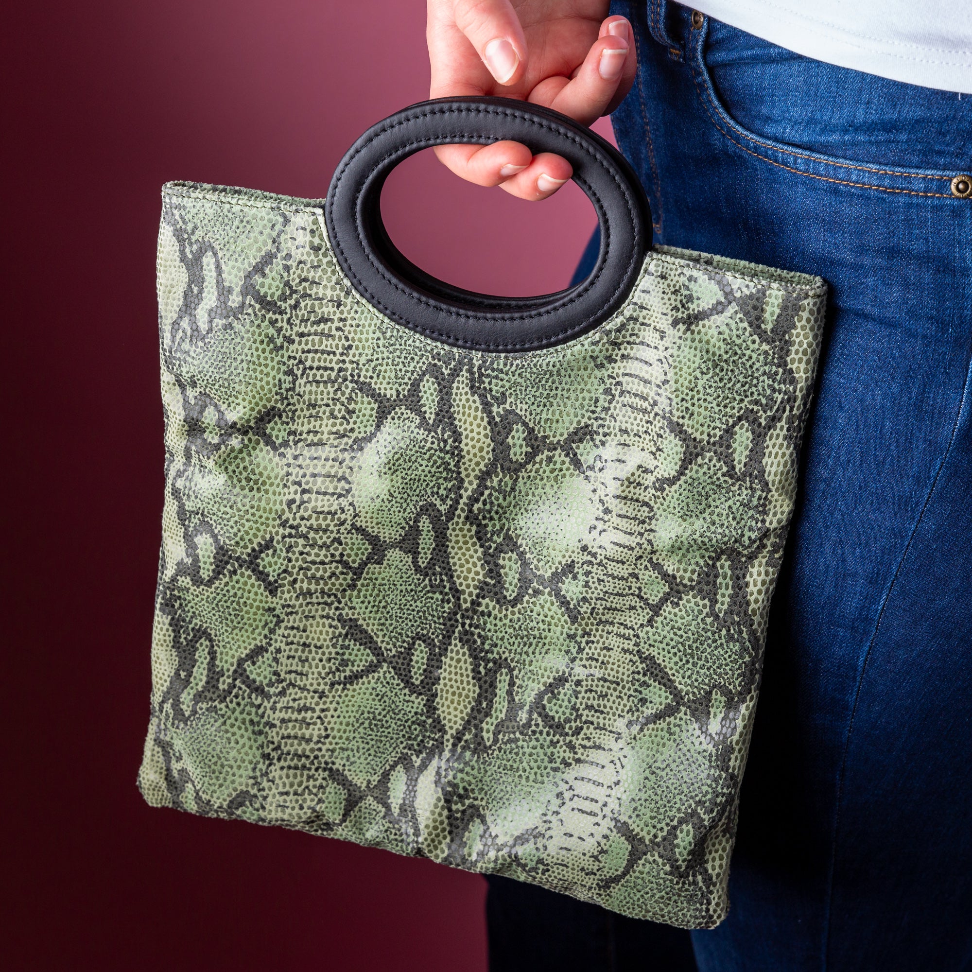 Green Snake Three-Way Clutch Bag - Stylish Handheld, Shoulder & Crossbody Purse for Women | Perfect for Work, Party & Travel Accessories