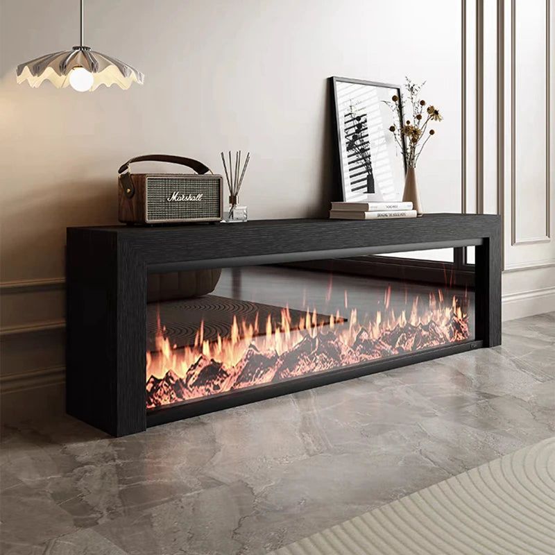 Black Oak Fireplace TV Stand with Realistic Simulated Flames - Rustic Entertainment Center for Living Room & Home Theater Setup