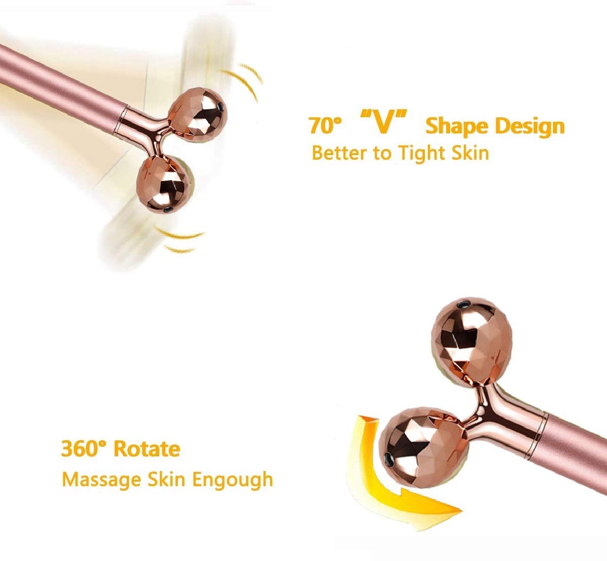 WANGDEFU 3-in-1 Electric Jade Roller & Rose Quartz Facial Massager - 100% Natural Anti-Aging, Anti-Wrinkle, Skin Tightening & Chin Toning Beauty Tool with Rose Gold Finish | Perfect for At-Home Spa, Skincare Routine & Relaxation Therapy