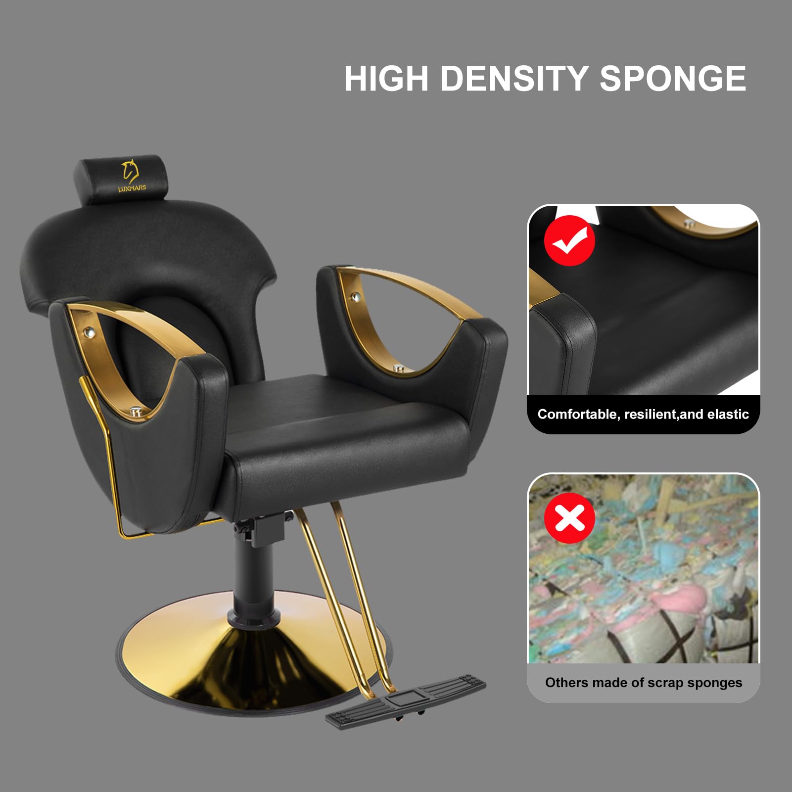 Professional Hydraulic Barber Chair - 360° Swivel Salon Chair with Adjustable Height for Hair Styling, Tattoo & Beauty Spa - Black | Perfect for Barbershops, Salons & Home Styling Stations