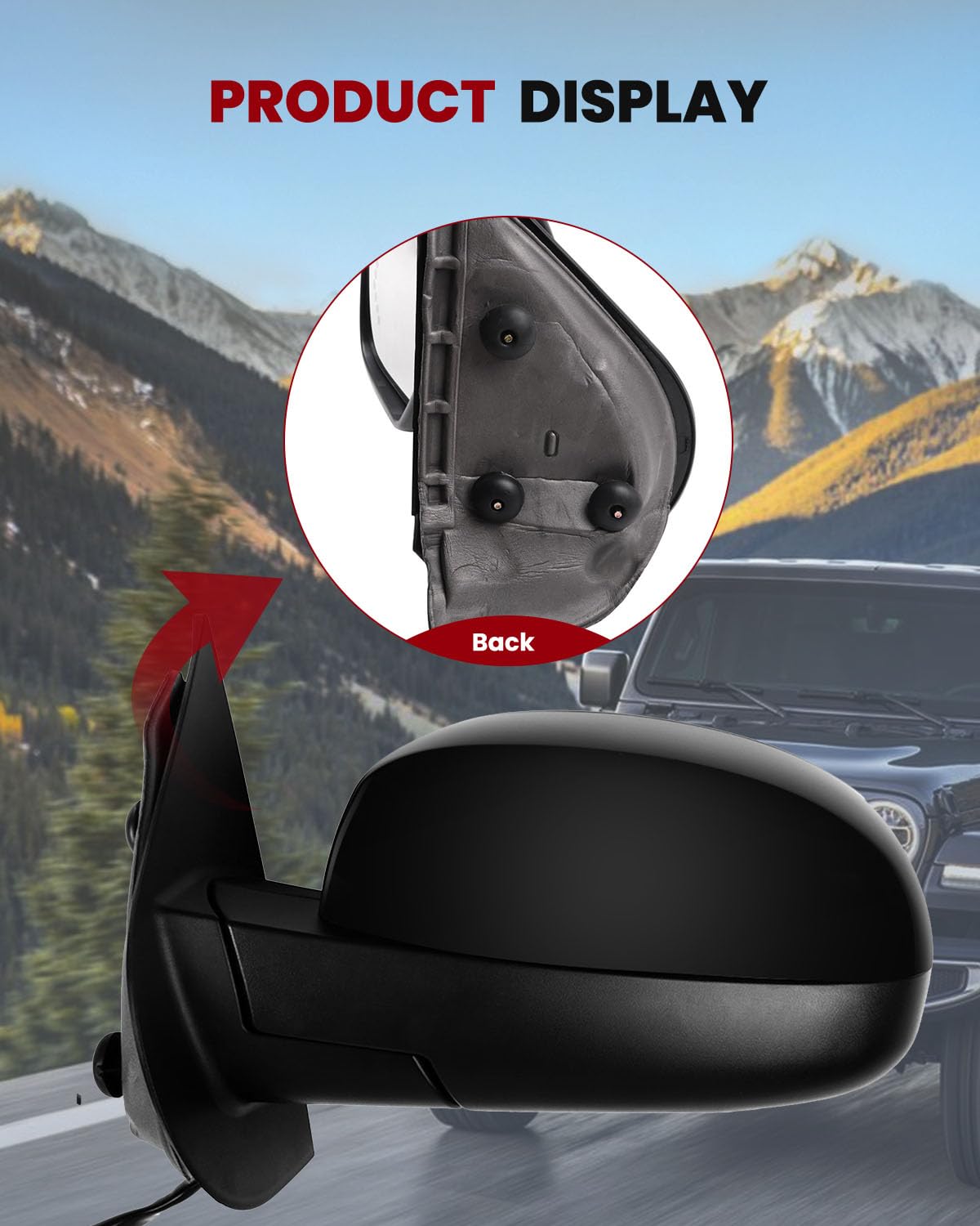 Black Left Side View Mirror with Puddle Lights, Chrome Turn Signal, Power Adjustment & Heated Manual Folding - Compatible with 2007-2013 Chevy Avalanche, Suburban 1500/2500 & GMC Sierra 1500 - Perfect for Night Driving and Enhanced Safety