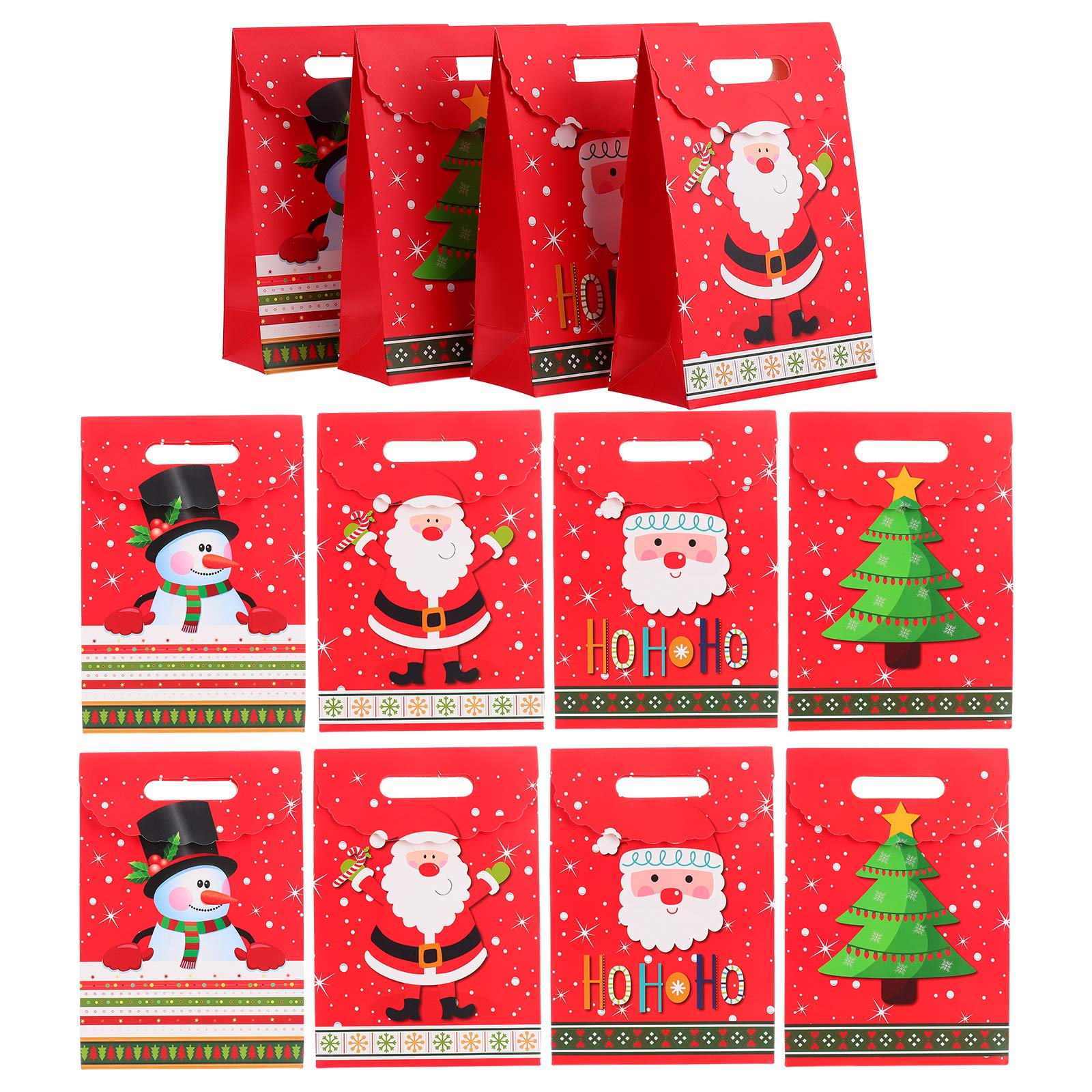 Yardwe 12-Piece Christmas Candy Gift Bags Set - Printed Paper Party Favor Bags for Holiday Treats, Stocking Stuffers & Gift Exchanges
