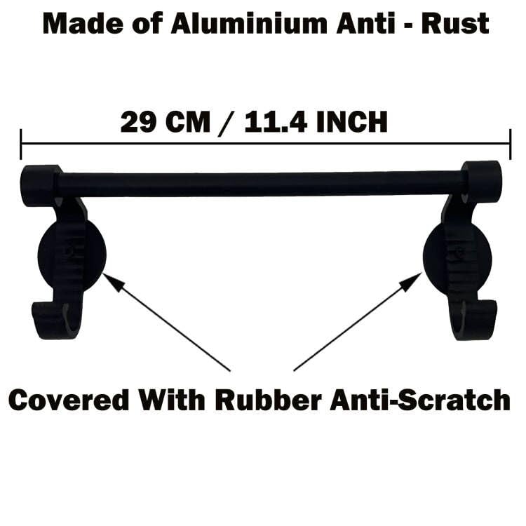 Strong Magnetic Towel Bar with 2 Hooks - Kitchen Utensil Organizer for Tongs, Oven Mitts & Dish Towels - Space-Saving Storage for Refrigerator, Stove, Dishwasher & Laundry Room - Perfect for Small Kitchens & RVs (Black)