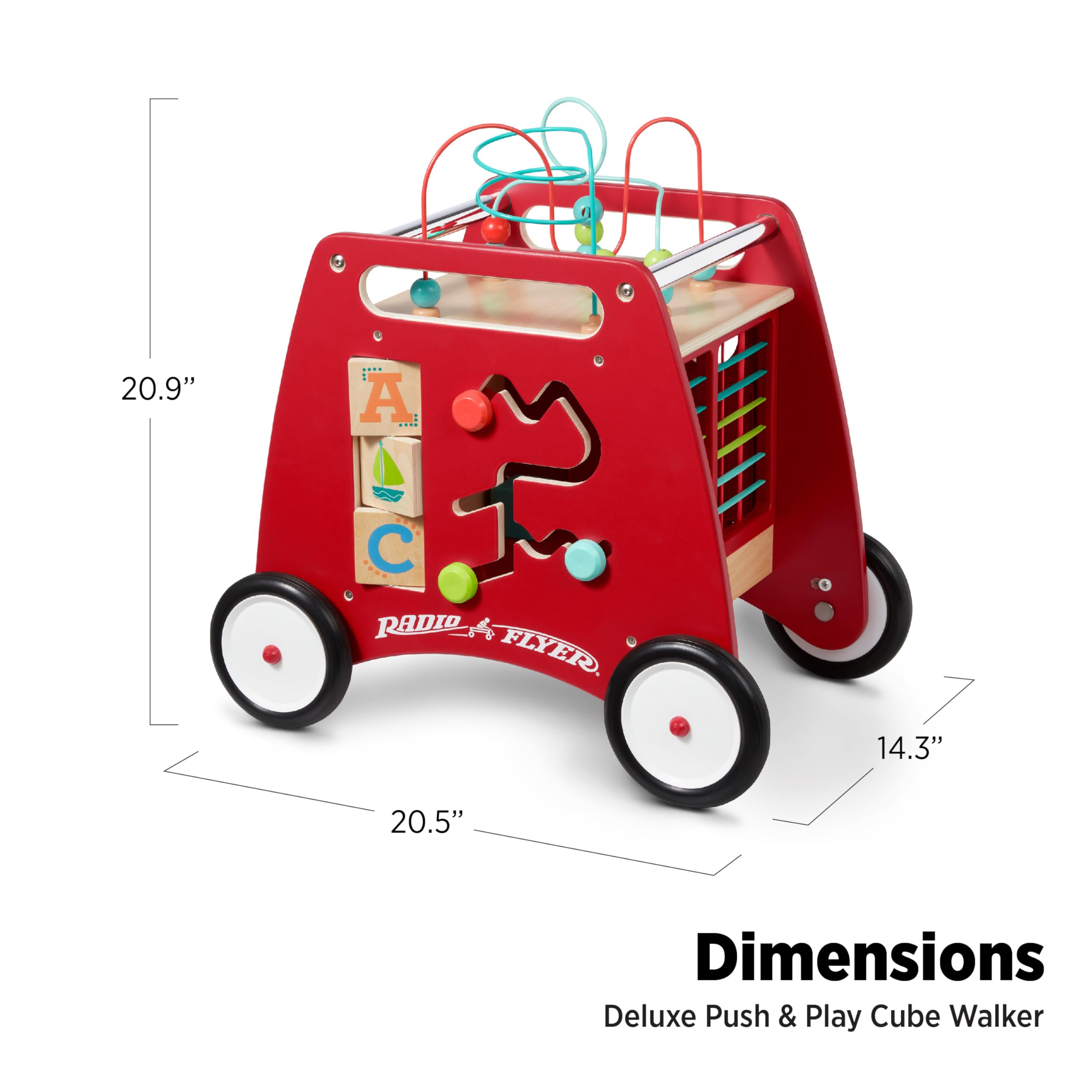 Radio Flyer Deluxe Push & Play Activity Cube Walker - Learning Toy for Toddlers Ages 1-3 Years (Red) - Perfect for Early Walking Development & Indoor Playtime