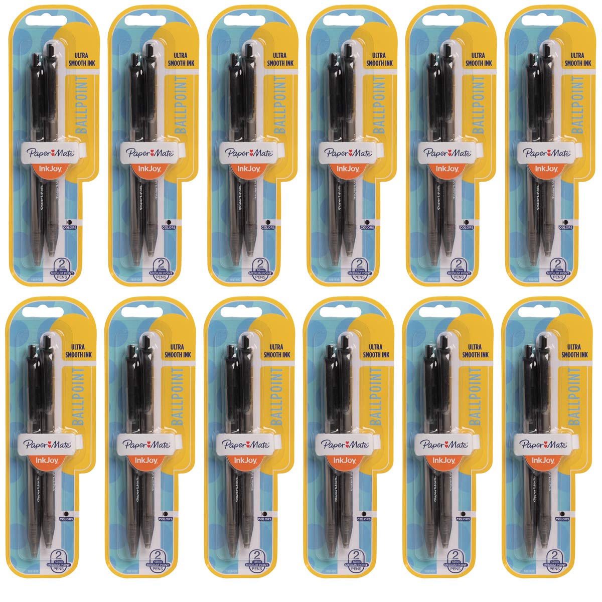 Paper Mate InkJoy Retractable Pens 24-Pack - 1.0mm Black for Office & School