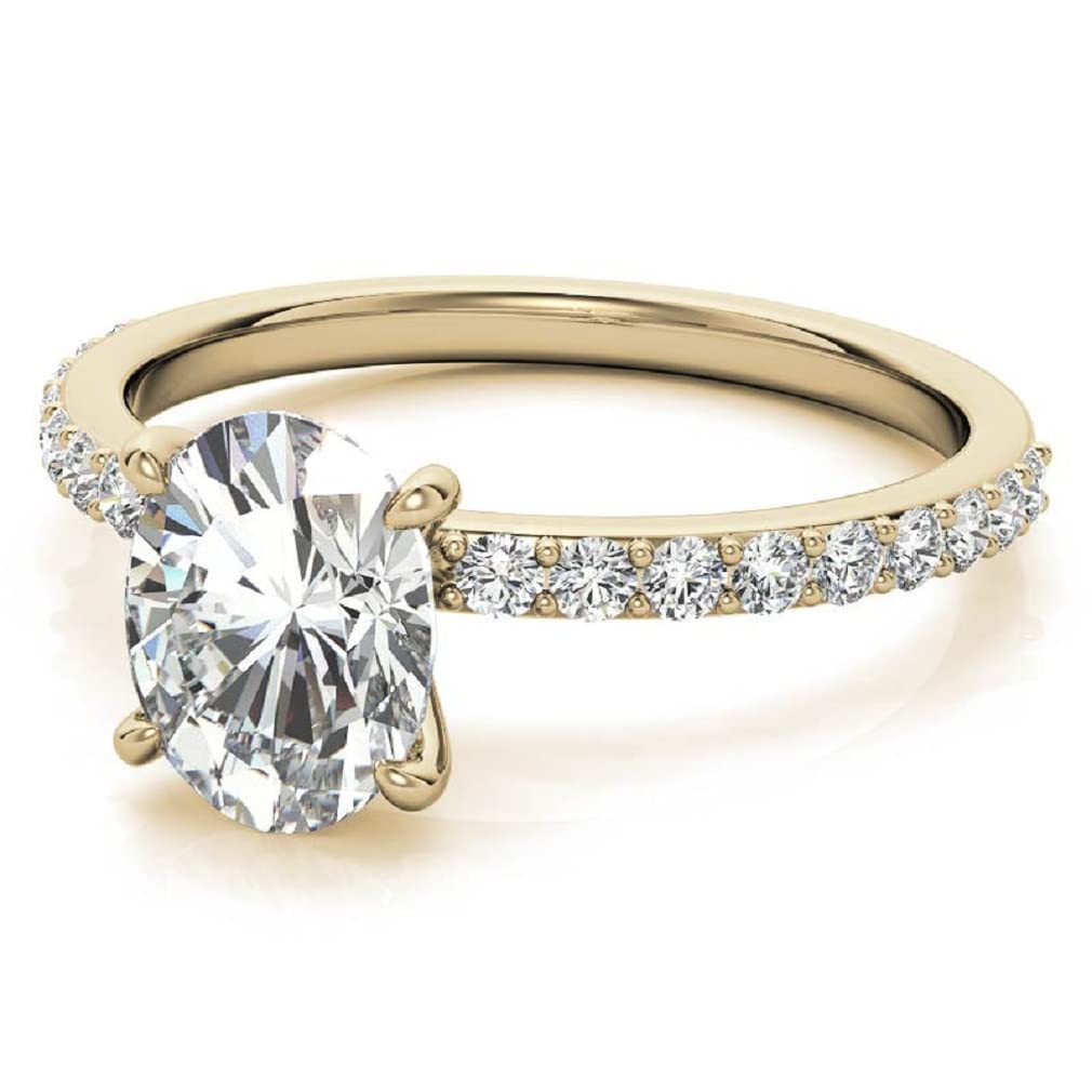 10K Solid Yellow Gold Handmade Engagement Ring with 1 CT Oval Cut Moissanite Solitaire - Wedding & Bridal Ring Set for Women, Size 7.5 - Perfect for Proposals, Anniversaries & Special Occasions