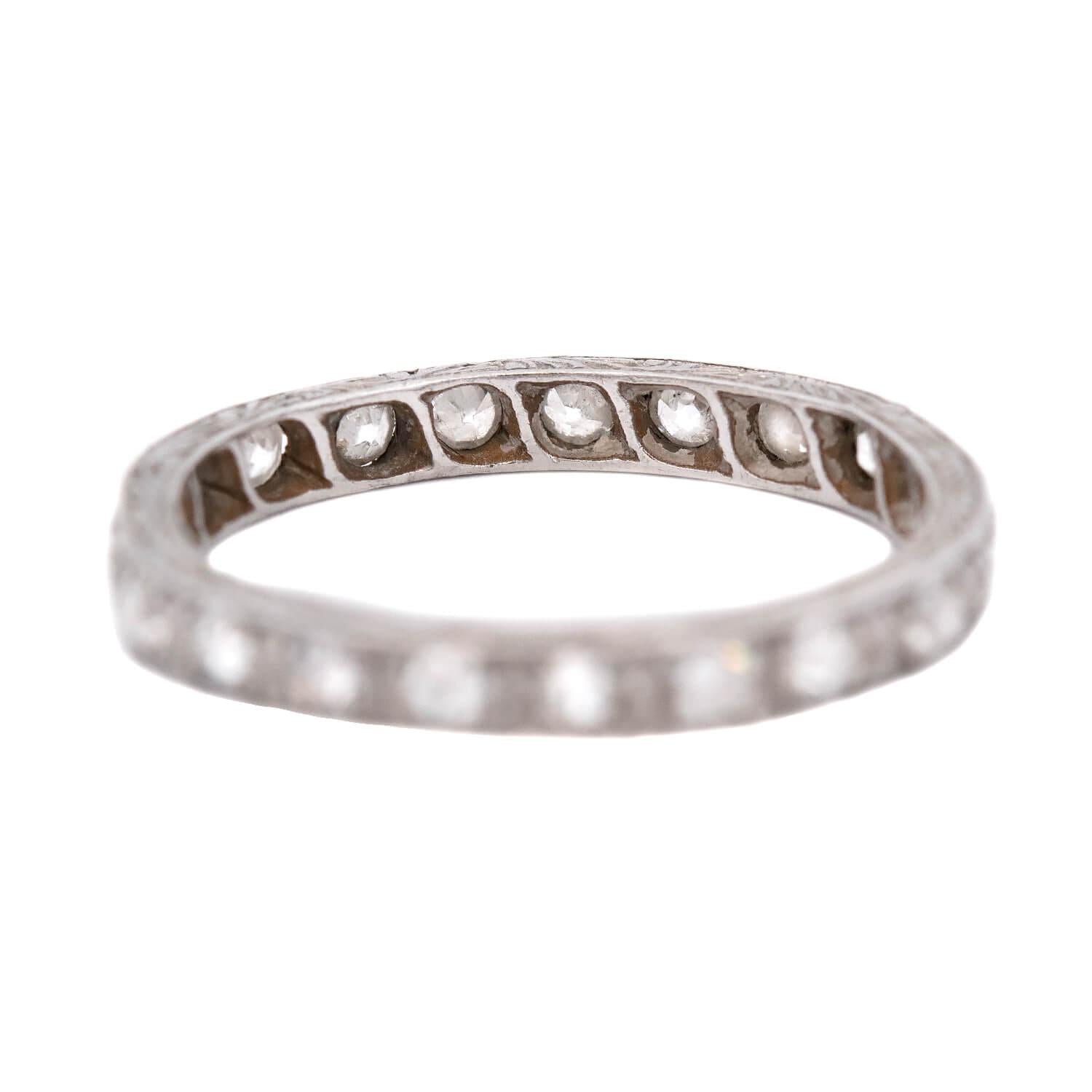 Edwardian Platinum Diamond Eternity Band - Vintage Wedding Ring for Women, 2mm Wide Platinum Diamond Band, Round Cut Diamond Engagement Ring for Anniversary, Proposal & Special Occasions