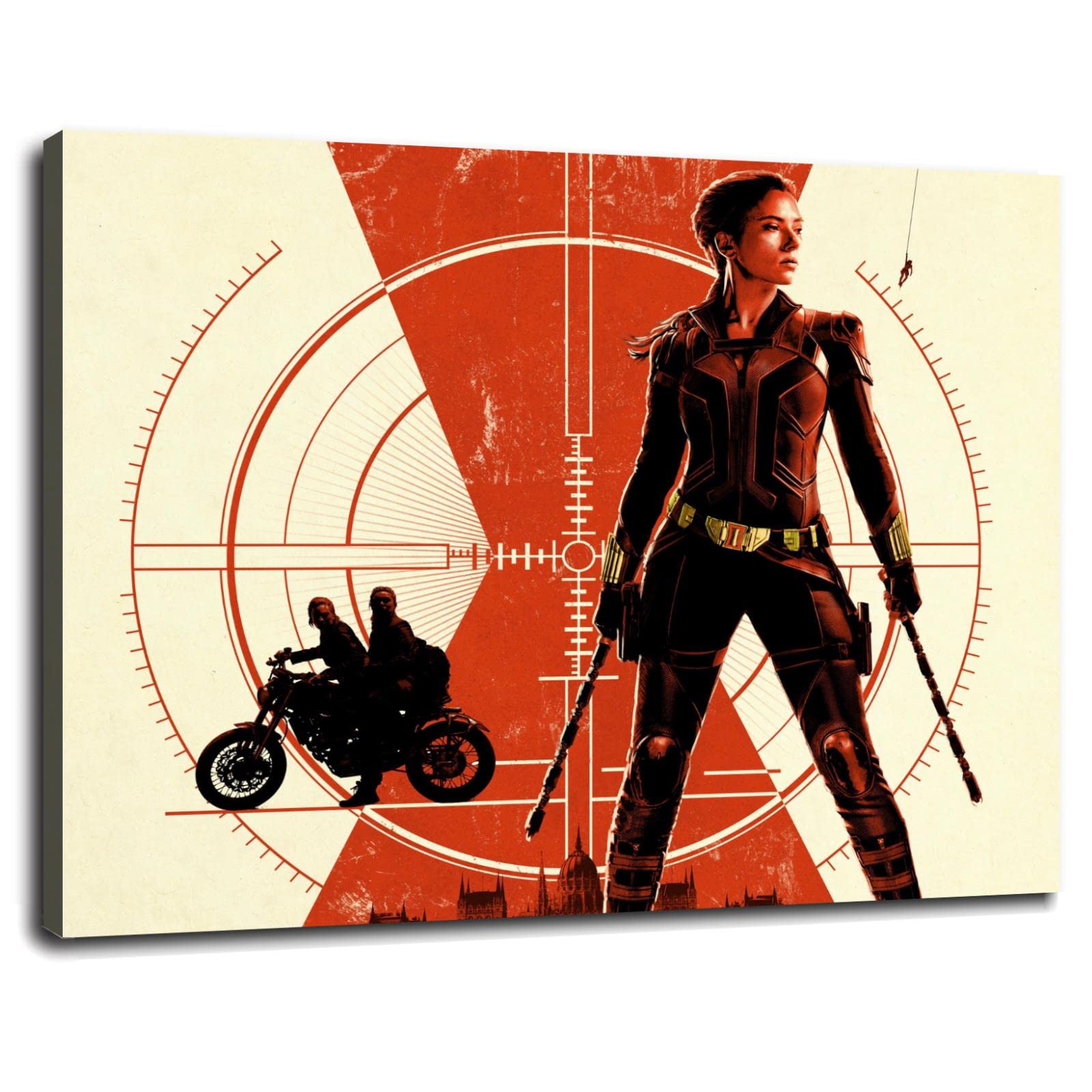 Natasha Romanoff & Scarlett Johansson Black Widow Movie Poster - Premium 32x24 Inch Framed Canvas Wall Art for Home Theater, Office Decor & Marvel Fan Gifts (Cinema Quality Print)