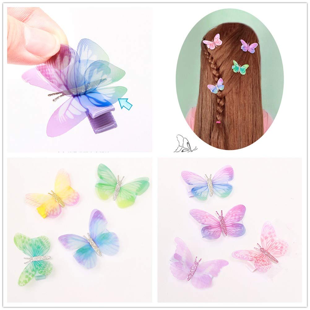 24 Pcs Butterfly Alligator Hair Clips for Baby Girls - Soft Chiffon Hair Barrettes & Hairpins for Toddlers, Kids, Teens & Women - Perfect for Parties, School & Daily Hair Accessories