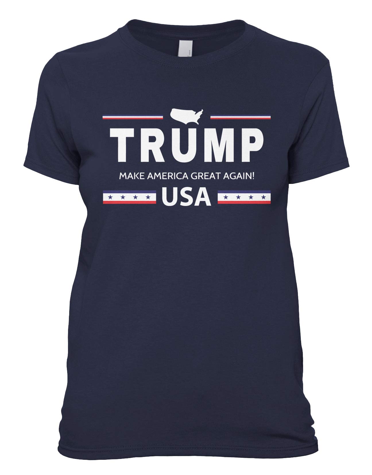 Cybertela Women's Trump Make America Great Again Patriotic USA T-Shirt - American Flag Political Tee for Campaign Rallies & Conservative Events