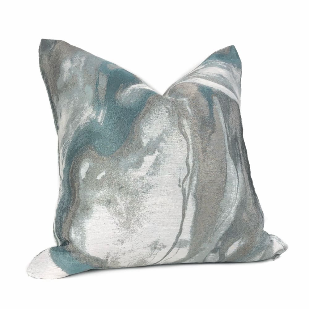 Miravel Aqua Green & Gray Abstract Pillow Cover - Modern Decorative Throw Pillow Case for Sofa, Bed, Couch - Home Decor & Living Room Accent