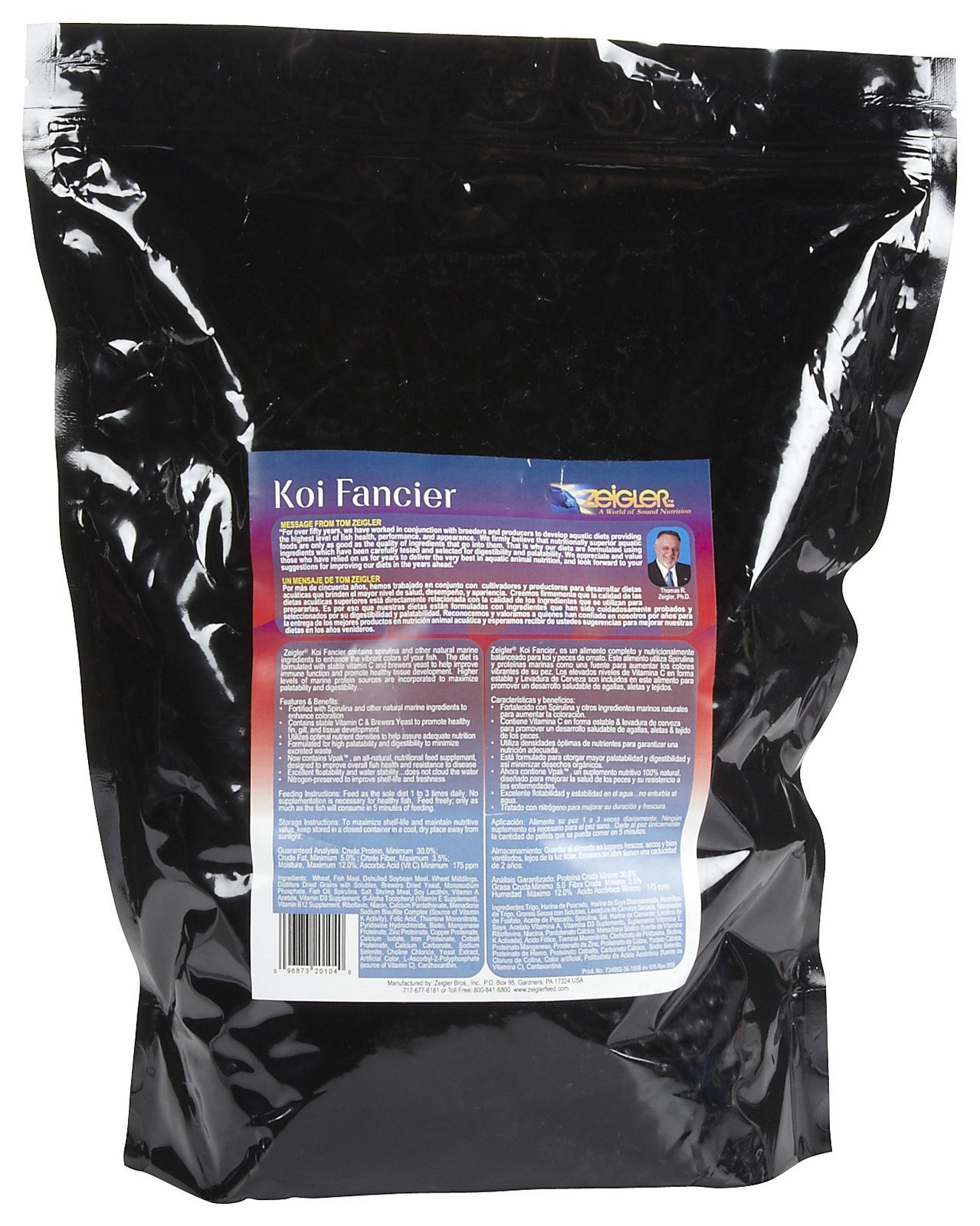 Premium Zeigler Koi & Goldfish Food - 5lb Bag of 5mm Floating Pellets with Spirulina for Vibrant Color Enhancement | Made in USA | Ideal for Outdoor Ponds & Aquariums
