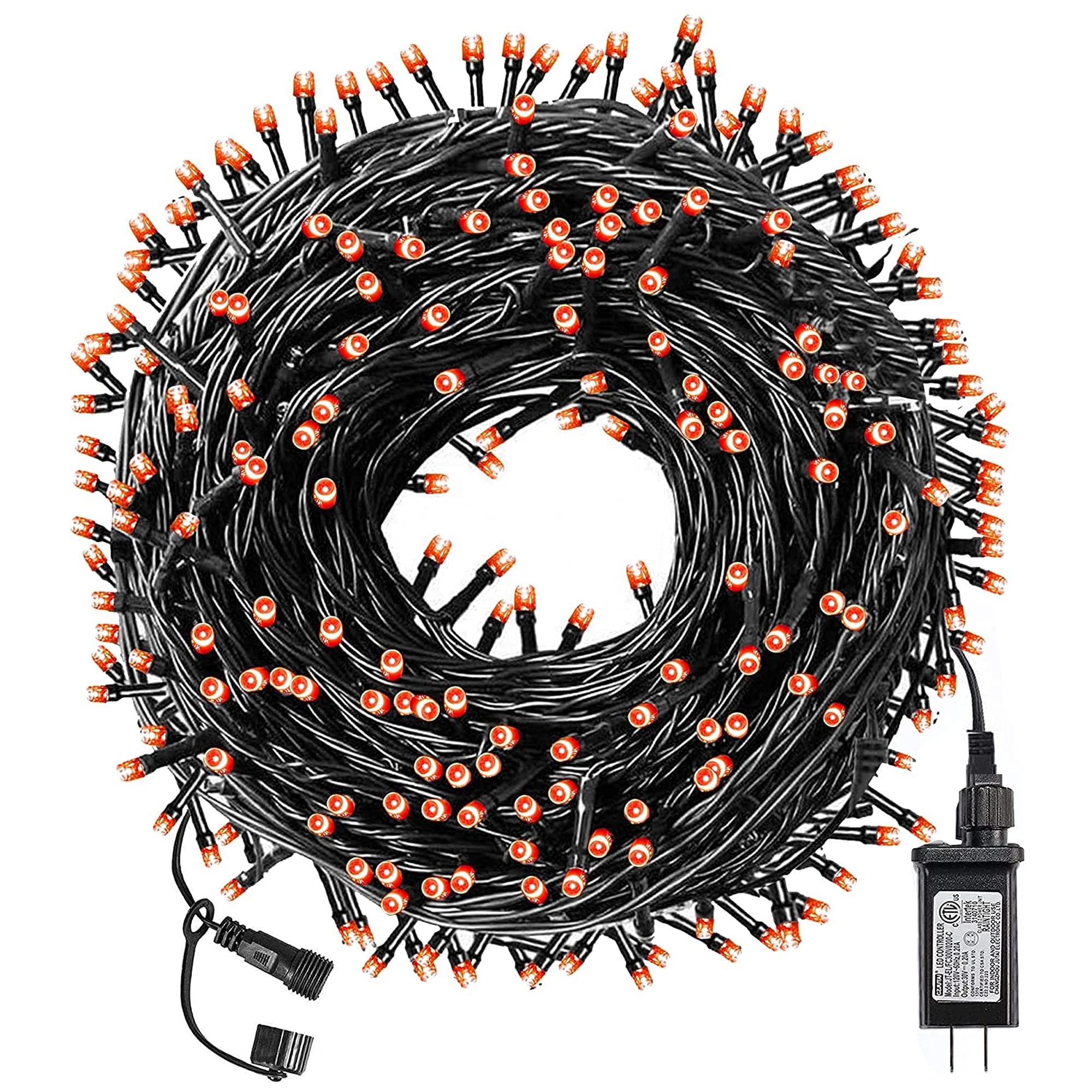 300 LED Indoor/Outdoor String Lights - 100 FT Waterproof Plug-in Fairy Lights with 8 Lighting Modes | Perfect for Halloween, Christmas, Thanksgiving, Garden, Party & Home Decoration (Orange)