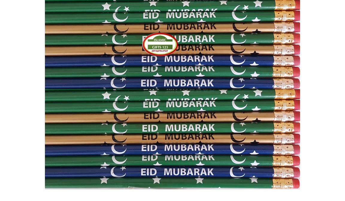 24 Pack Eid Pencils with Islamic Stickers - Ramadan Gifts for Kids, Eid Party Favors, Classroom Supplies & Islamic Holiday Decorations - Perfect for Eid Celebrations, Ramadan Activities & School Events