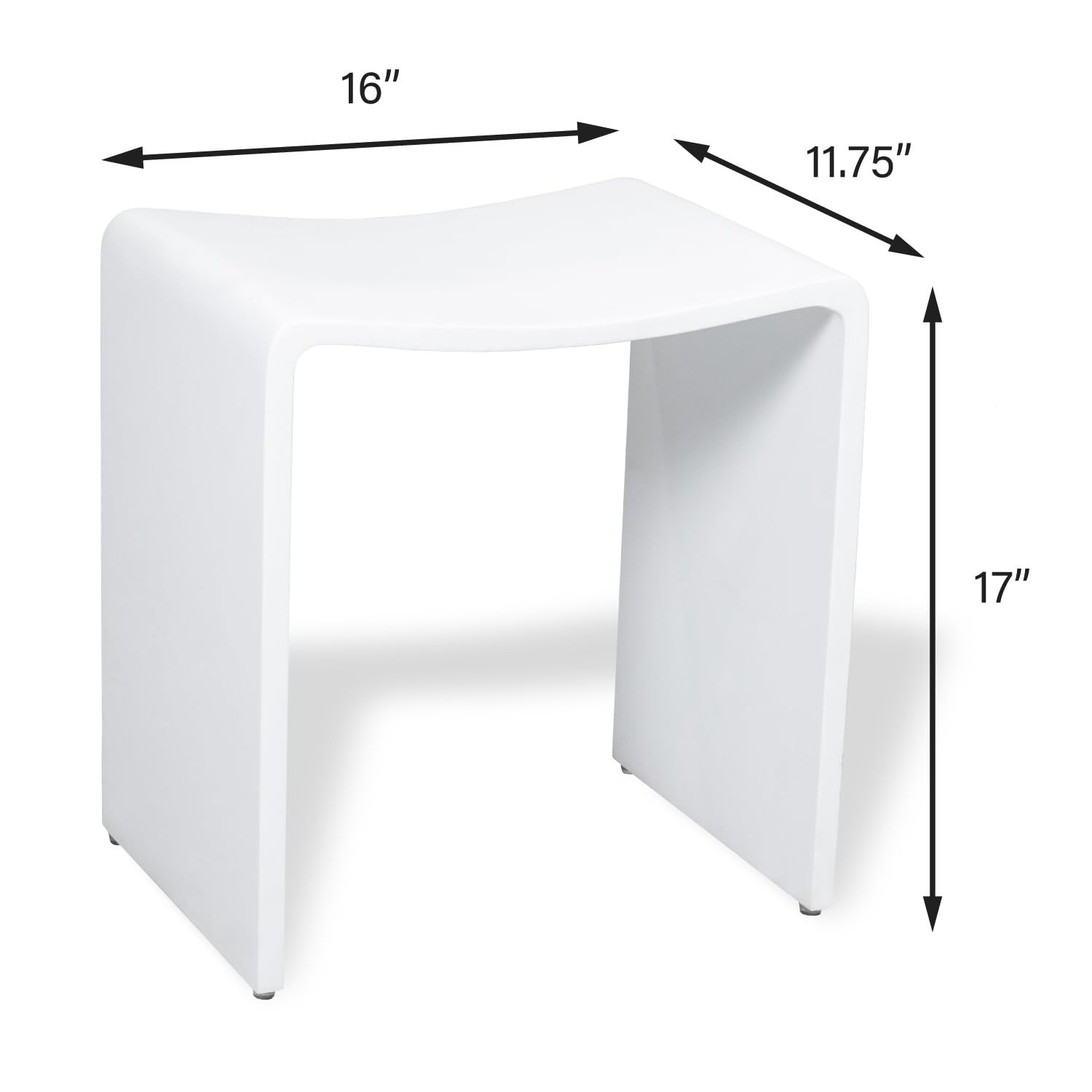 Refine RM2 Waterproof Shower Chair - White Bath Seat with Non-Slip Base, 300 lbs Weight Capacity, FSA/HSA Eligible Medical Shower Stool (17