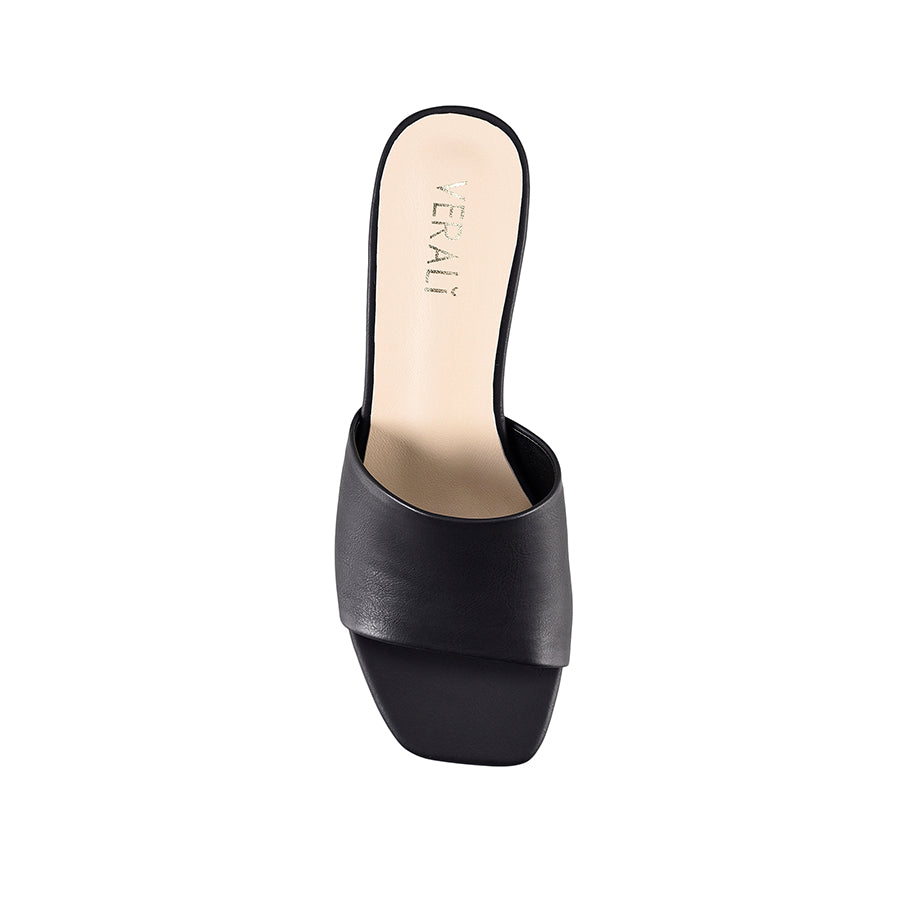 Eleni Black Block Heel Mules - Comfortable Softee Slip-On Shoes for Women | Perfect for Office, Parties & Casual Outings