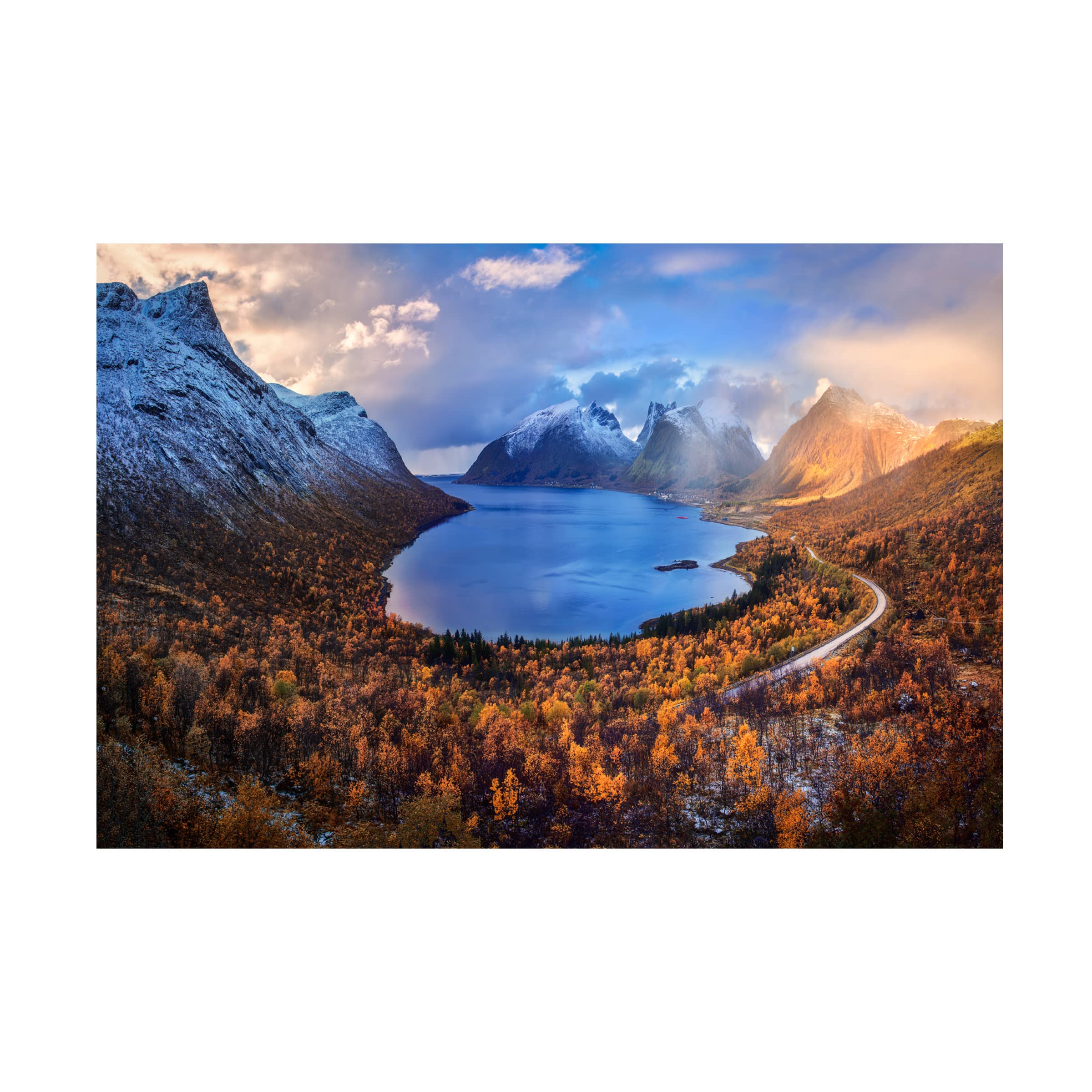 Mei Xu 'Autumn In Senja' Canvas Wall Art Print - Scandinavian Landscape Painting for Living Room, Bedroom & Office Decor