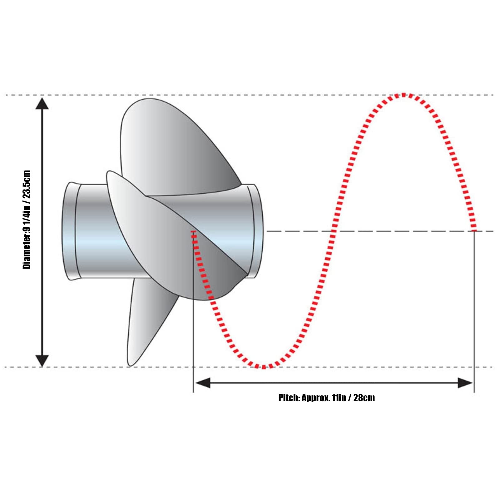 Aluminum Alloy 3-Blade Boat Propeller 9 1/4x11 Inch 14 Teeth RH - Replacement for Tohatsu Outboard Motors - Perfect for Fishing, Boating & Marine Activities