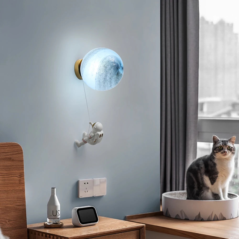 Man in the Moon Wall Lamp - Unique 3D Night Light for Nursery, Bedroom & Home Decor - Romantic Moonlight Ambiance Lighting for Kids Room & Adult Spaces