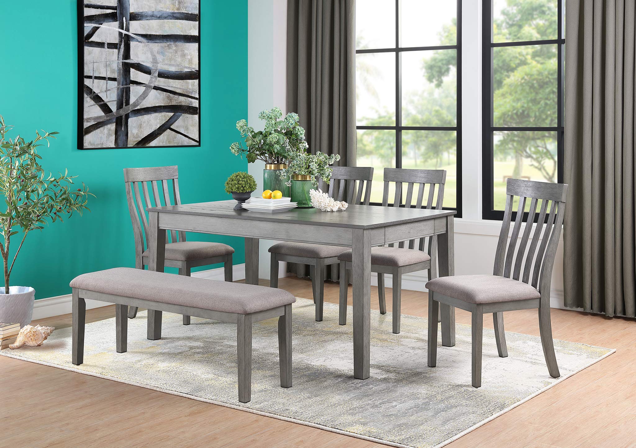 Homelegance Blair Slat Back Dining Chairs, Set of 2, Gray - Modern Kitchen & Dining Room Furniture for Small Spaces