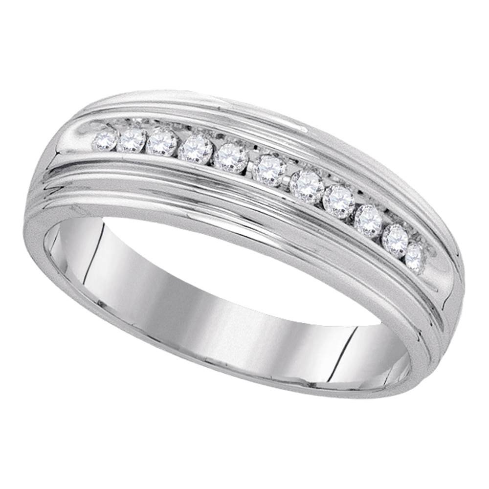 Sonia Jewels 925 Sterling Silver Round Diamond Men's Wedding Band Ring - Channel Setting (1/4 cttw) - Perfect for Engagement, Anniversary & Gift Giving