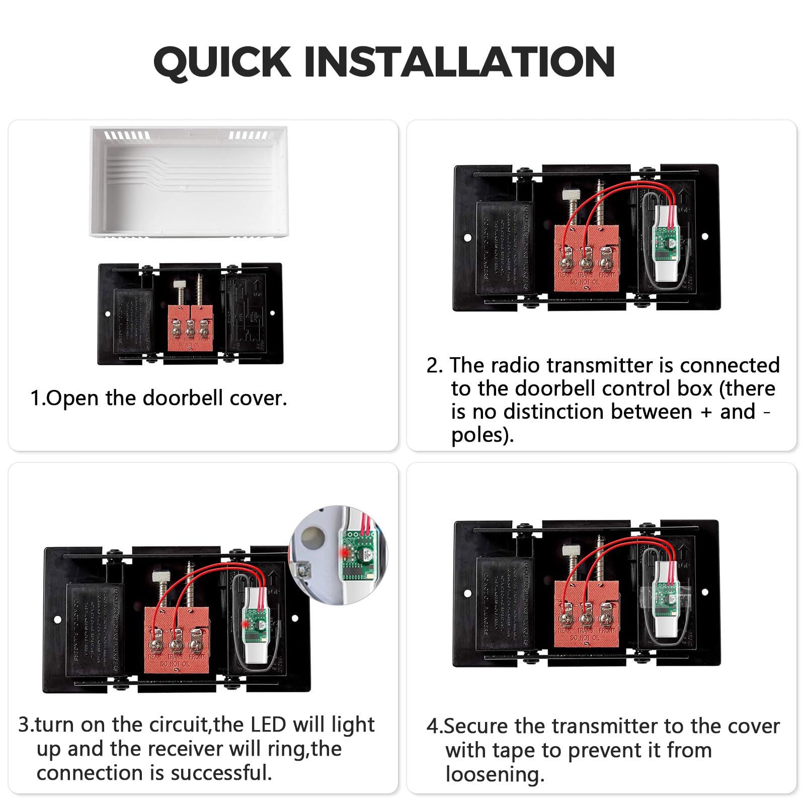 **Satisure Wireless Doorbell Extender with Receiver – 656 FT Range, 58 Chimes, 5 Volume Levels – Converts Hardwired to Wireless for Home, Garage, Basement – Perfect for Large Houses, Multi-Story Buildings & Outdoor Use**