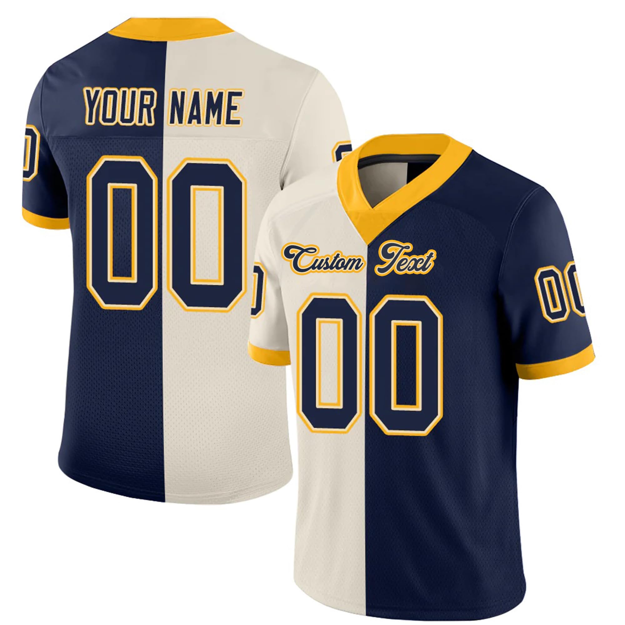 Custom Split Two-Tone Football Jerseys - Personalized Design for Men, Women & Youth - Perfect for Fans & Sports Gifts - Game Day, Team Uniforms & Fan Apparel