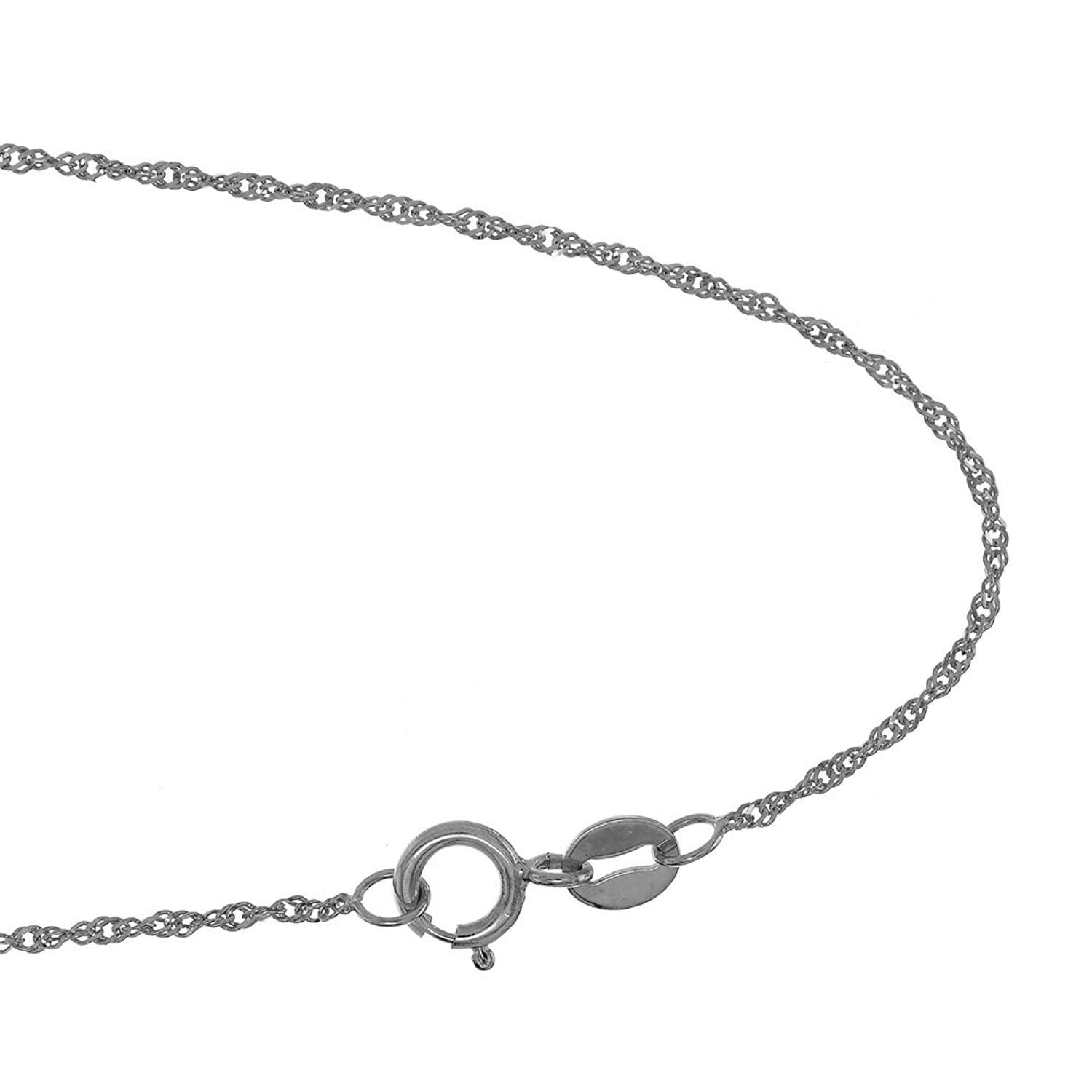 10K Solid Gold Yellow or White 1.5mm Singapore Chain Anklet with Spring Ring Clasp - 9