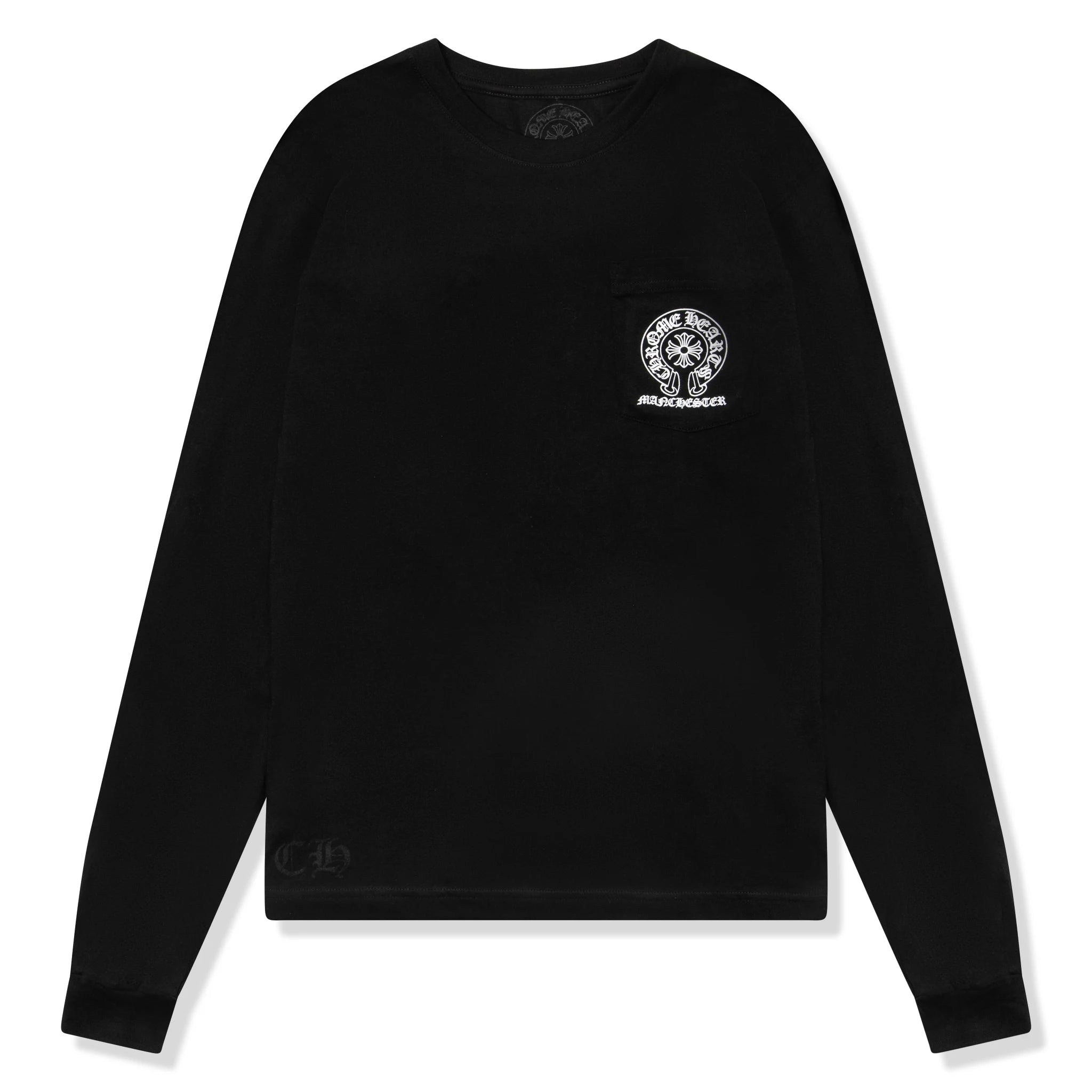 Chrome Hearts Manchester Exclusive Horse Shoe Pocket Logo Long Sleeve Black T-Shirt for Men - Stylish Streetwear & Casual Outfit Essential