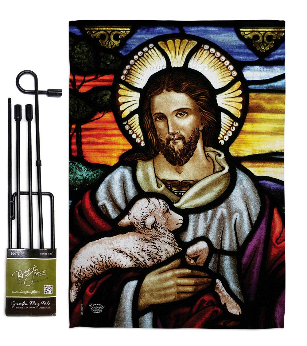 Jesus Good Shepherd Garden Flag - Religious Christian Easter Decor for Yard & Home
