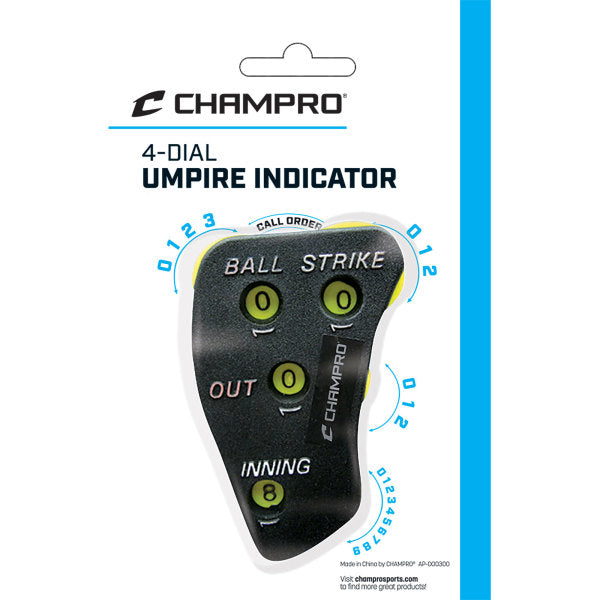 Champro 4 Dial Umpire Indicator - Baseball & Softball Umpire Counter for Accurate Pitch Tracking - Perfect for Umpires, Coaches, and Scorekeepers