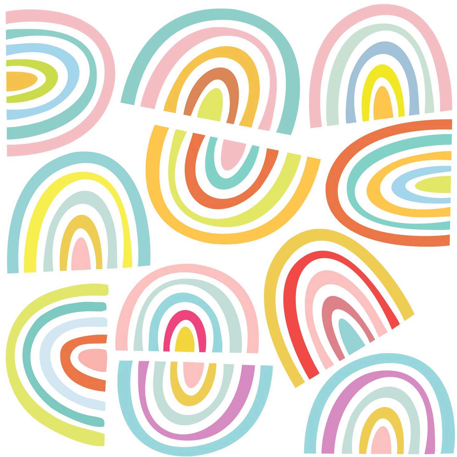 DEKOSH Rainbow Wall Stickers - Set of 11 Peel & Stick Removable Decals for Kids Room Decor, Nursery, Playroom & Classroom Wall Art - Colorful DIY Wall Decoration for Birthday Parties & Baby Showers