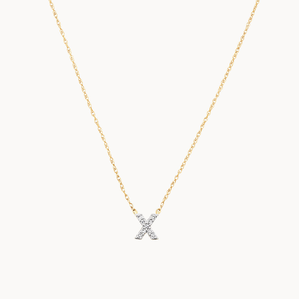 10k Gold Diamond Letter X Necklace for Women - Elegant Initial Pendant Jewelry Gift for Birthday, Anniversary & Valentine's Day