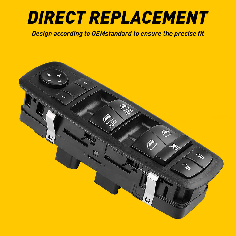 Driver Side Master Power Window Switch Compatible with 2009-2012 Dodge Ram 1500/2500/3500, 2007-2011 Dodge Nitro, 2009-2010 Dodge Journey, 2008-2012 Jeep Liberty - Replacement Auto Part for Smooth Window Operation