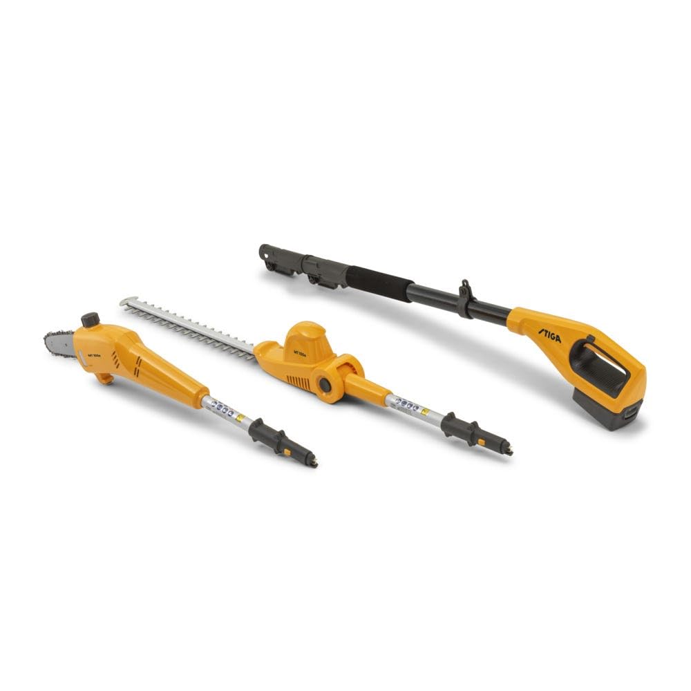 STIGA MT 100e Cordless Telescopic Hedge Trimmer & Tree Pruner Kit with Battery & Charger - Yellow/Gray/Black - Professional Gardening Tool for High Branches & Tall Hedges - Perfect for Landscaping, Yard Maintenance & Garden Care