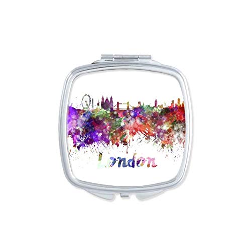 DIYthinker London Britain City Watercolor Mirror - Portable Compact Pocket Makeup Mirror with Double Sided Glass for Travel, Home & Office Use