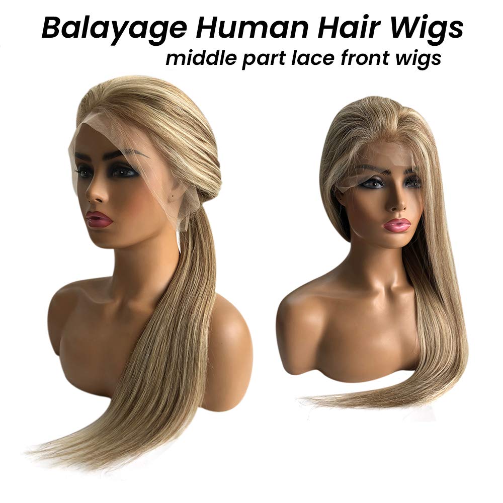 13x4 HD Lace Front Wig - Ombre Ash Brown to Golden Blonde Straight Remy Human Hair - Pre Plucked Hairline with Baby Hair - 150% Density 22