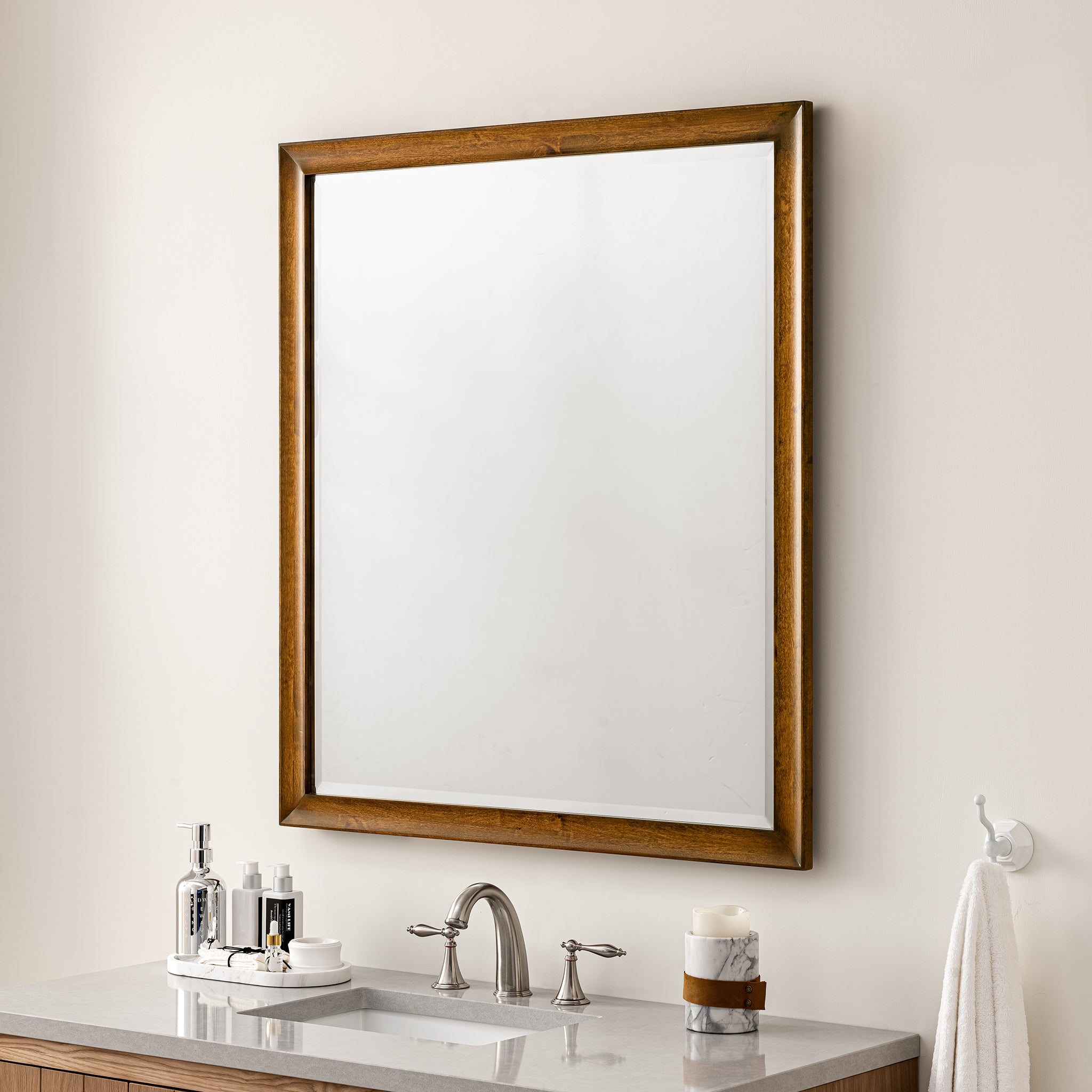 Glenbrooke 36-Inch Country Oak Wall Mirror - Rustic Farmhouse Bathroom & Entryway Decor - Perfect for Hallways, Bedrooms, and Living Rooms