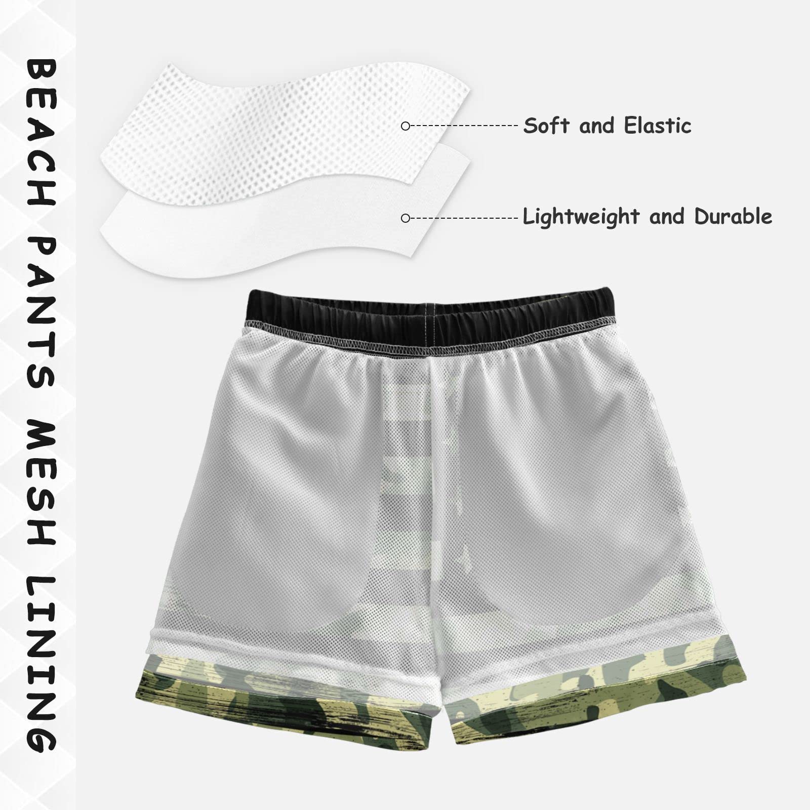Senya Boys Swim Trunks - Patriotic USA Flag & Desert Camo Beach Board Shorts for Kids & Toddlers | Perfect for Swimming, Beach Vacations & Summer Activities