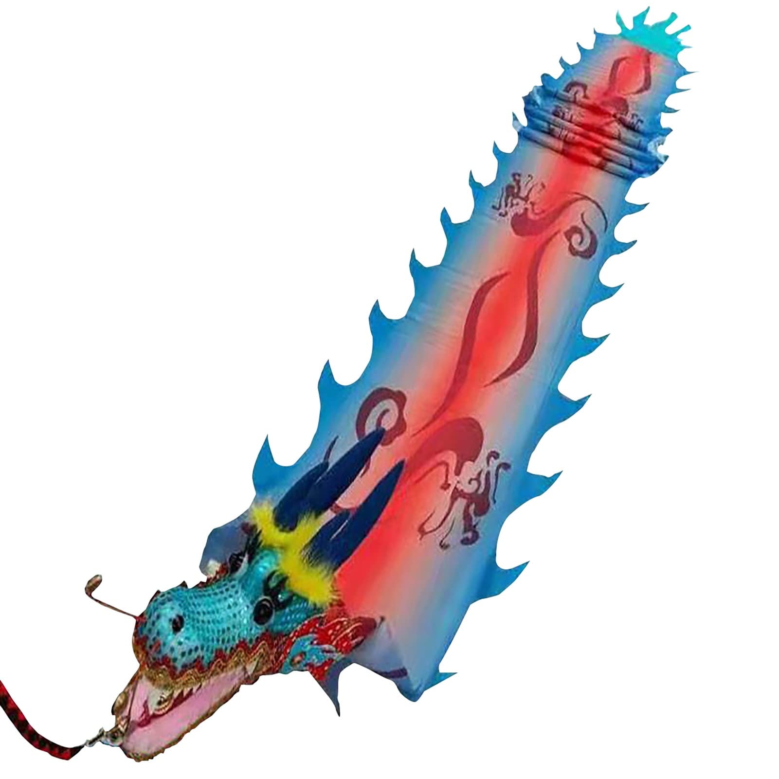 YANBI Dragon Dance Ribbon - 12m/39.3ft Chinese Fitness Streamer with Dragon Head, Bag & Long Rope for Outdoor Parties, Festivals, and Cultural Performances
