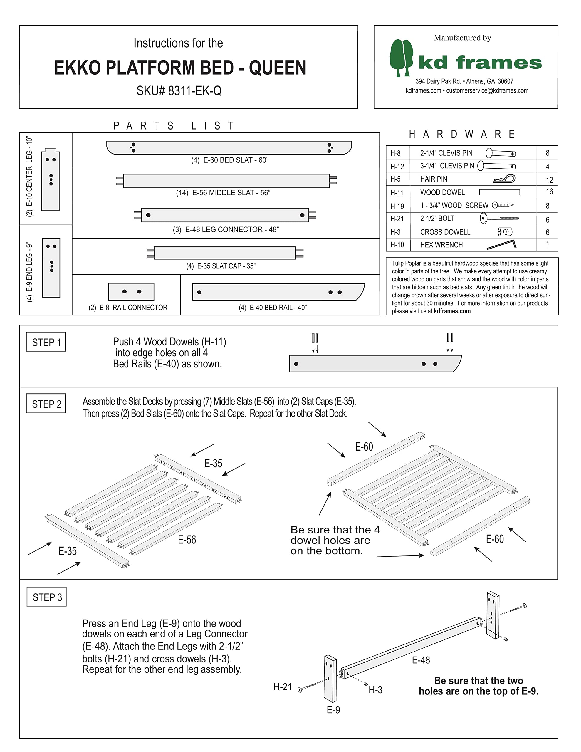 KD Frames Ekko Solid Wood Queen Platform Bed Frame - Unfinished Natural Wood Minimalist Floating Bed Design - No Box Spring Needed, Easy Assembly - Perfect for Modern Bedrooms, Guest Rooms & Small Spaces