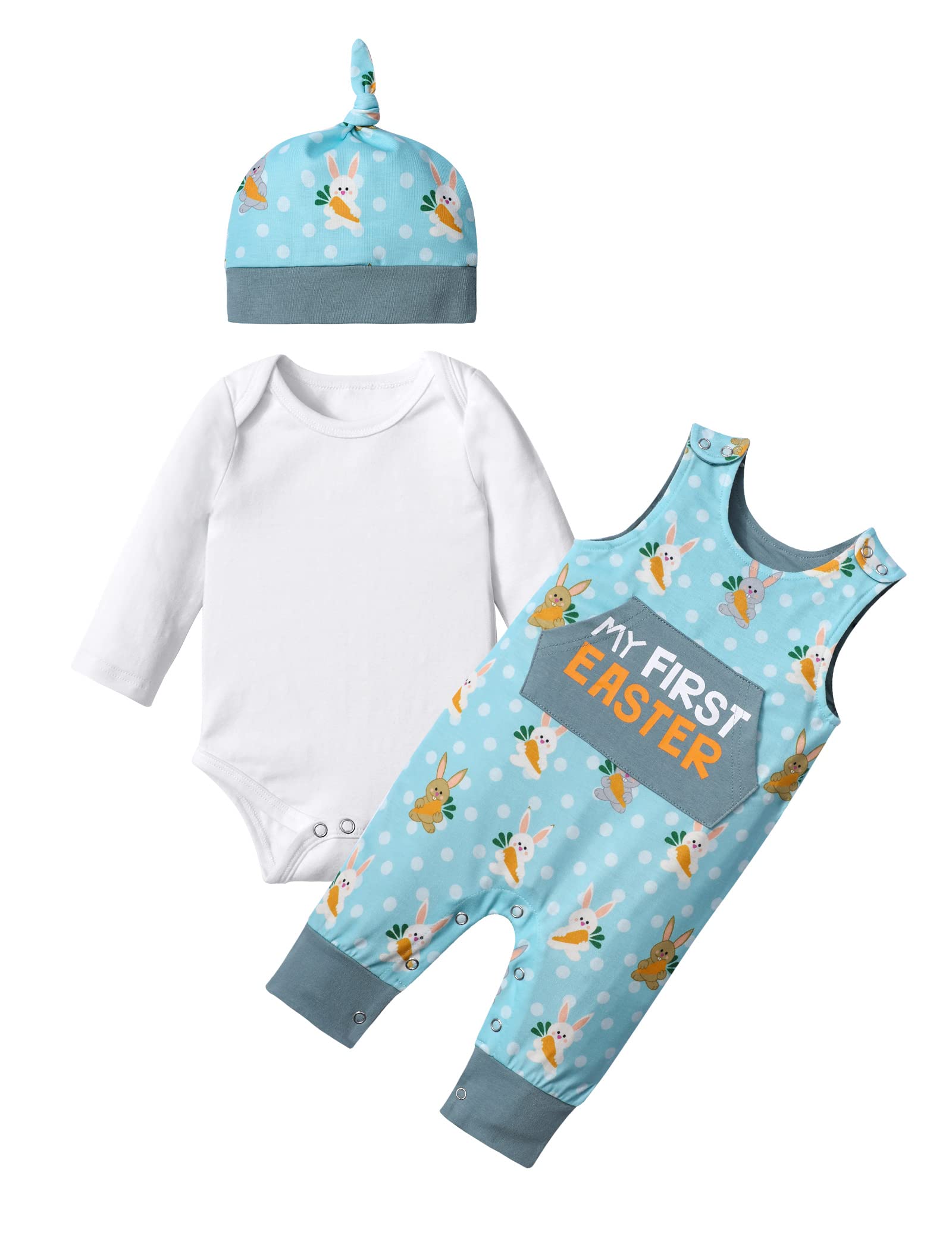 Adorable Easter Outfit for Baby Boys & Girls - My First Easter 3-Piece Romper Set with Long Sleeves | Perfect for Easter Photos, Church Celebrations & Spring Family Gatherings