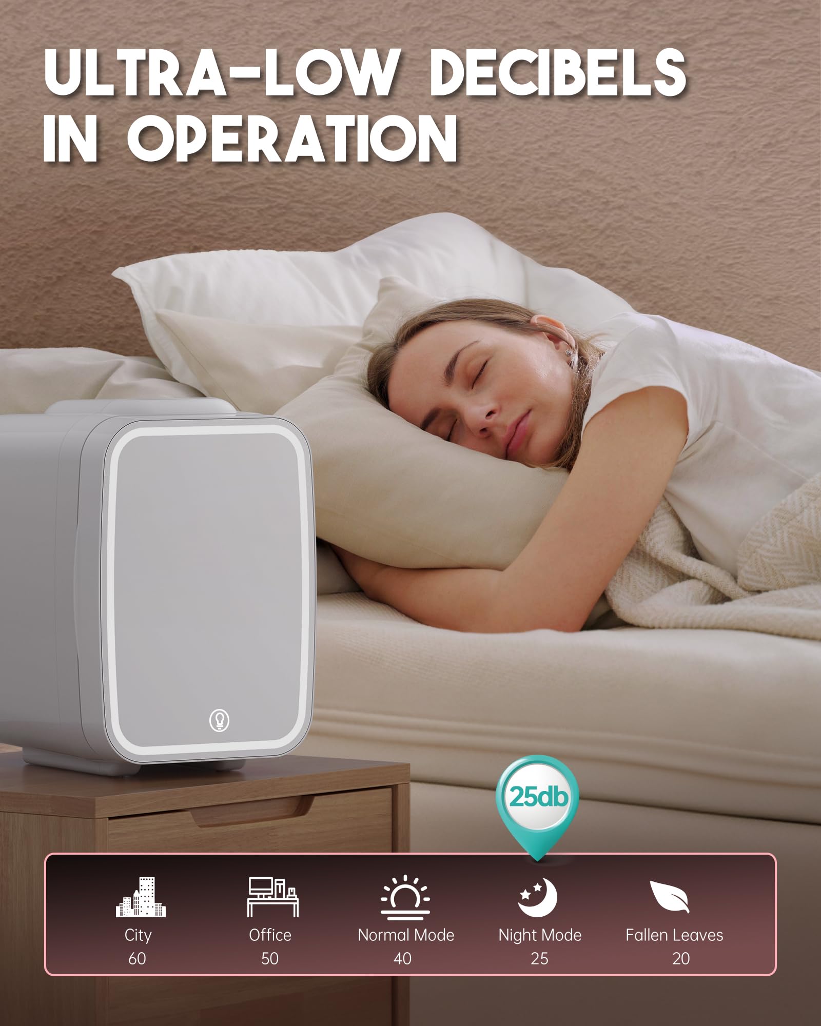 Mini Skincare Fridge with Dimmable LED Light Mirror - 4L/6 Can Portable Cooler & Warmer for Makeup, Cosmetics, Food - Perfect for Bedroom, Office, Car & Dorm - Keep Your Skincare Fresh & Organized