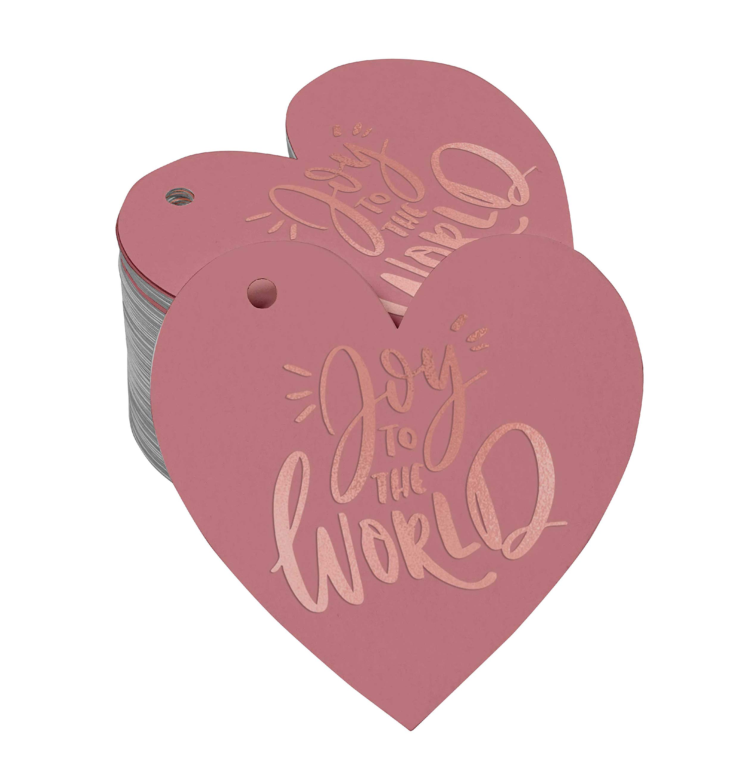 100pcs Real Rose Gold Foil Joy to The World Baby Shower Favor Tags - Elegant Hanging Paper Tags for Baby Shower Decorations, Gender Reveal Parties & Wedding Favors