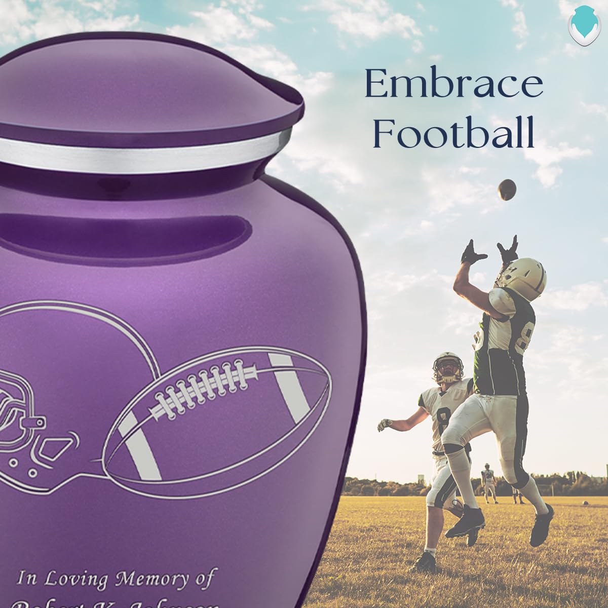 Personalized Football Cremation Urns for Adults - Large Purple Funeral Urn for Men & Women with Double Side Engraving (Holds 200 lbs) | Memorial Keepsake for Sports Lovers & Funeral Services